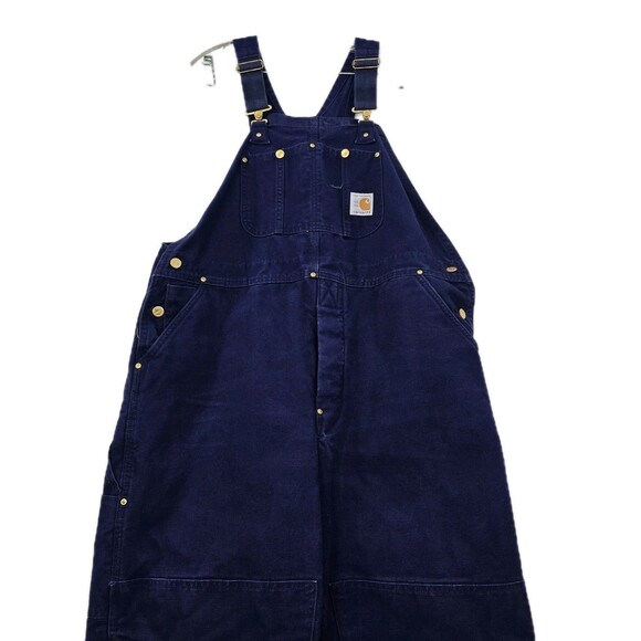 Vtg Carhartt Duck Bib Overalls Canvas Double Knee Mens 42x30 Insulated Quilted - Picture 9 of 16